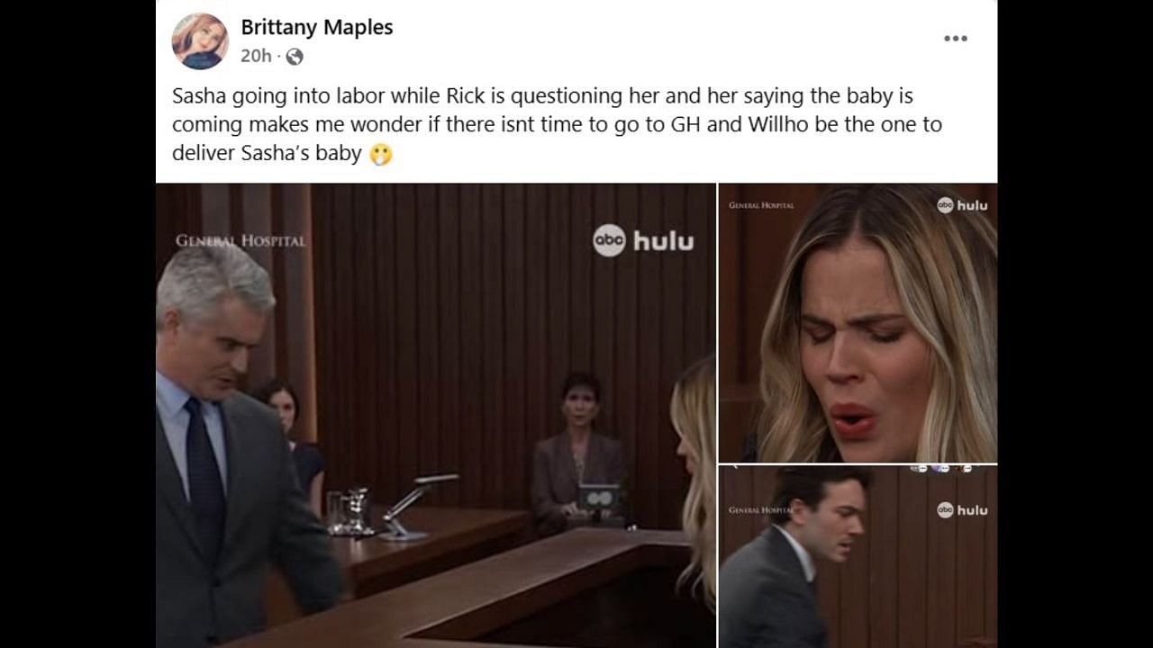 A Facebook post about Sasha (Image via Facebook/General Hospital Fans - Official)
